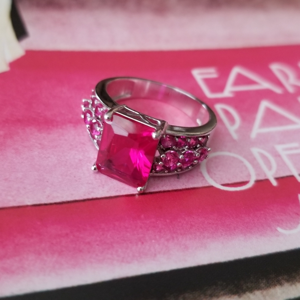 ❗Vintage Pink Sapphire Statement Cocktail Ring Size 7❗